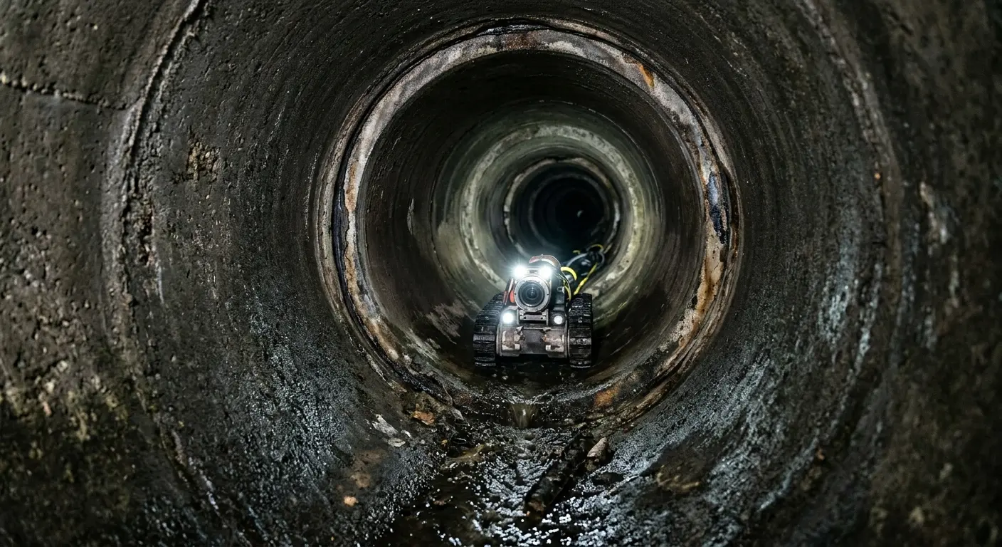 Robotic sewer camera inspecting pipe interior for Sewer Line Repair in Rhinebeck